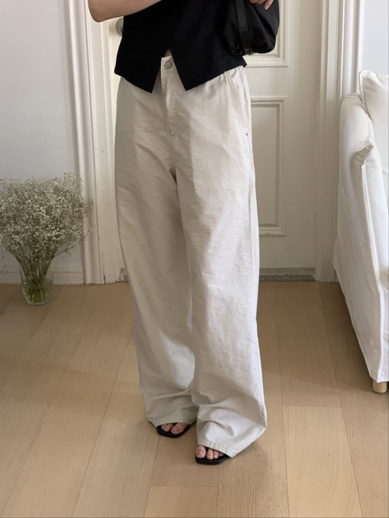 I'm here - Korean Women Fashion - #momslook - Half-Band Summer Wide Pants - 2