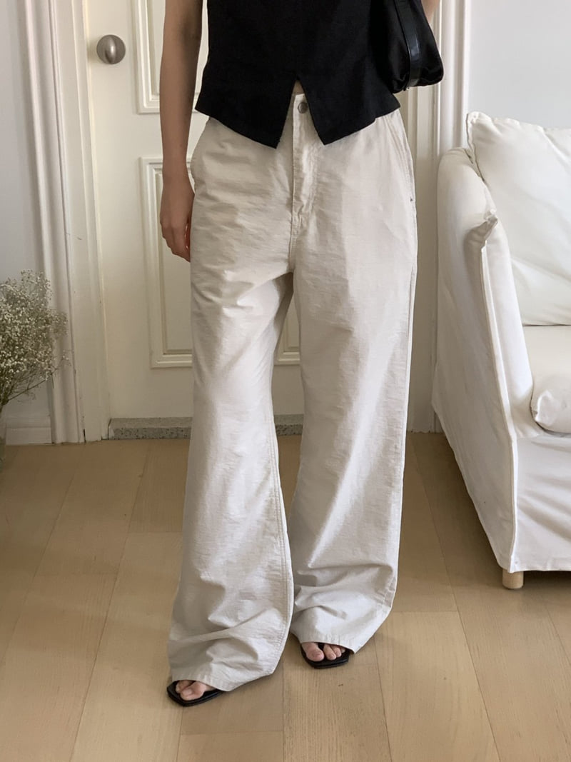 I'm here - Korean Women Fashion - #momslook - Half-Band Summer Wide Pants - 3