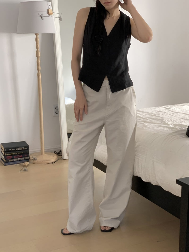 I'm here - Korean Women Fashion - #restrostyle - Half-Band Summer Wide Pants - 9