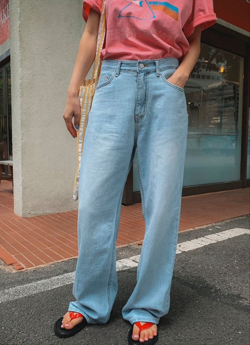I'm here - Korean Women Fashion - #restrostyle - Hoodie Ice Denim Pants - 8