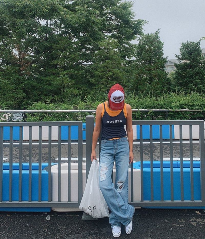 I'm here - Korean Women Fashion - #pursuepretty - Washed Straight Wide Denim Pants - 4