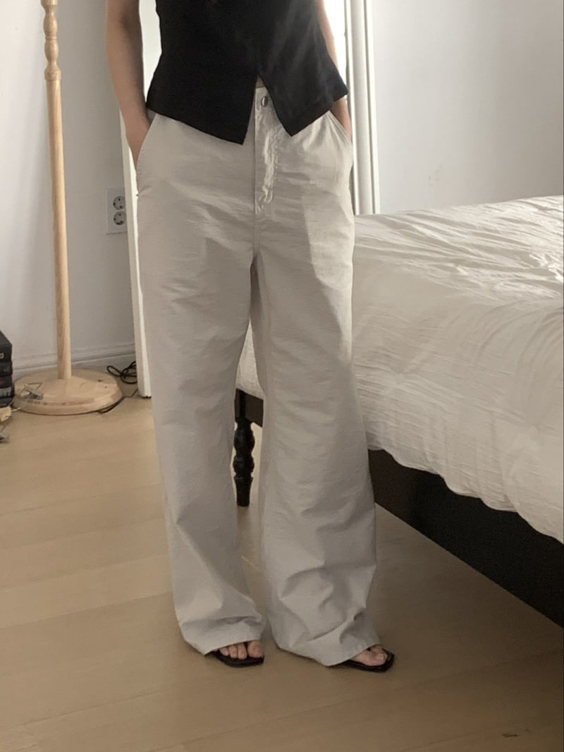 I'm here - Korean Women Fashion - #romanticstyle - Half-Band Summer Wide Pants - 10