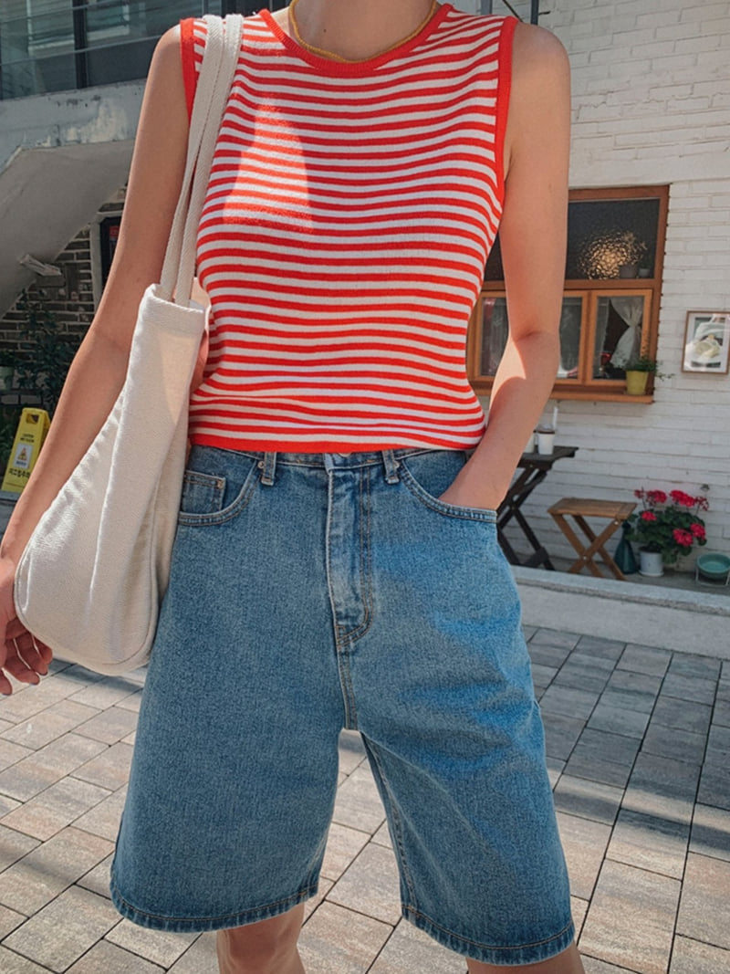 I'm here - Korean Women Fashion - #shopsmall - Blue Jean Shorts - 7
