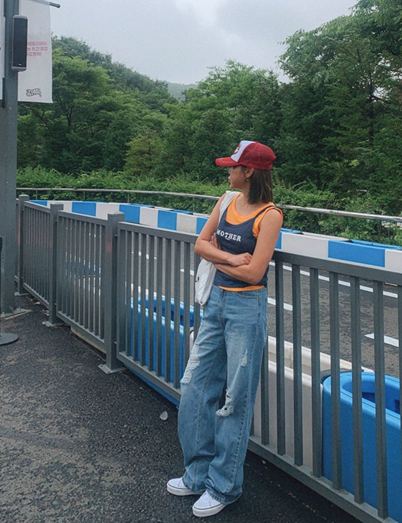 I'm here - Korean Women Fashion - #thatsdarling - Washed Straight Wide Denim Pants - 7