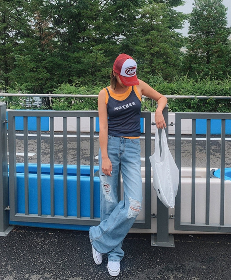 I'm here - Korean Women Fashion - #thelittlethings - Washed Straight Wide Denim Pants - 8