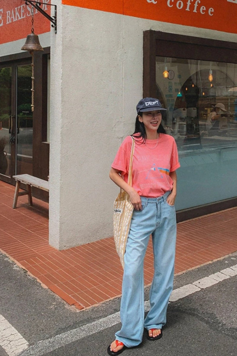 I'm here - Korean Women Fashion - #vintageinspired - Hoodie Ice Denim Pants - 5