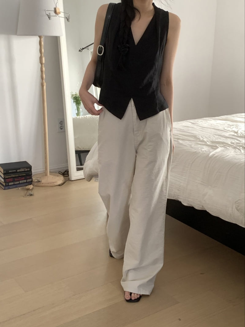 I'm here - Korean Women Fashion - #vintagekidsstyle - Half-Band Summer Wide Pants - 7