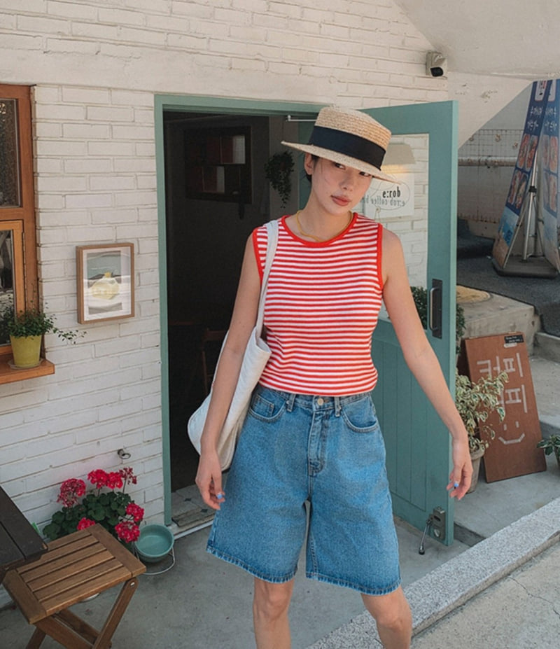 I'm here - Korean Women Fashion - #vintagekidsstyle - Blue Jean Shorts - 3