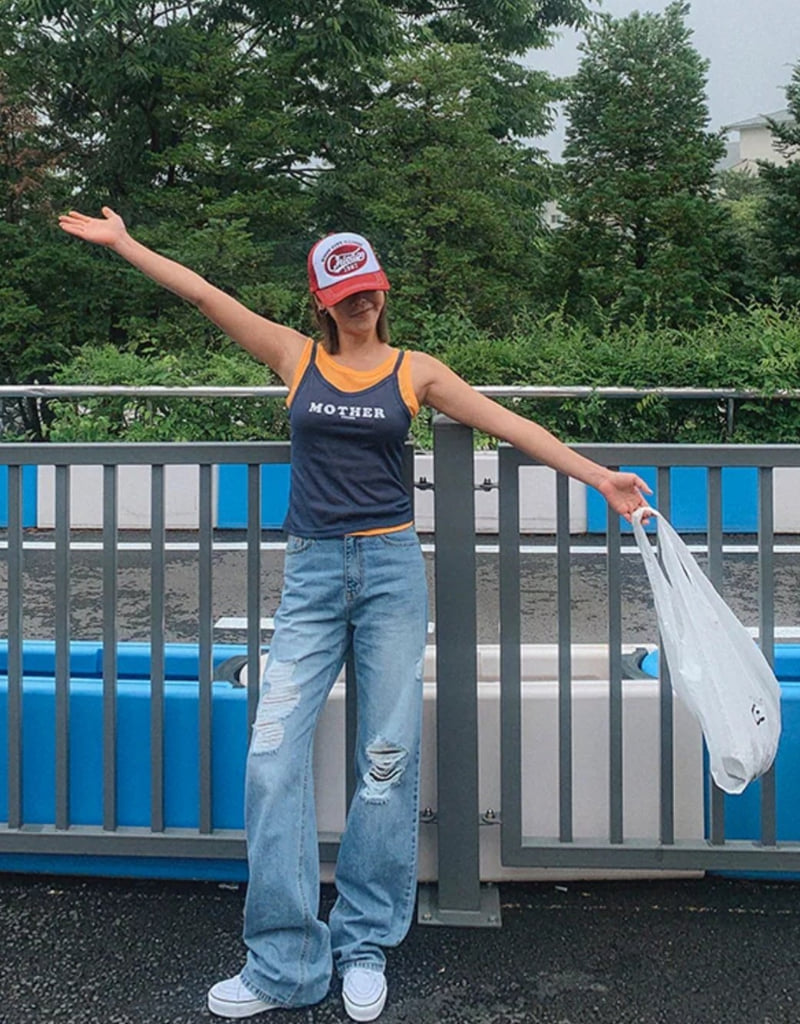 I'm here - Korean Women Fashion - #vintagekidsstyle - Washed Straight Wide Denim Pants - 2
