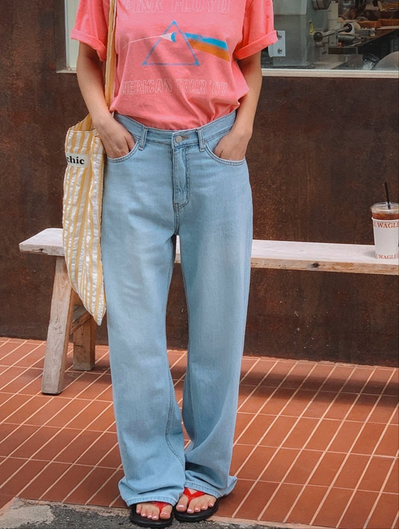 I'm here - Korean Women Fashion - #momslook - Hoodie Ice Denim Pants - 4
