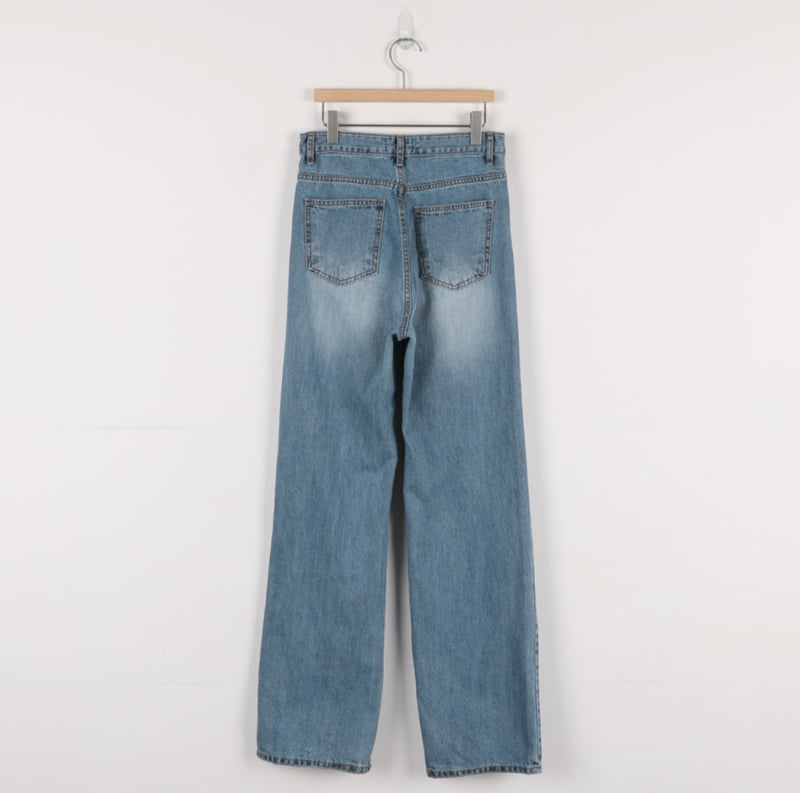 I'm here - Korean Women Fashion - #womensfashion - Washed Straight Wide Denim Pants - 10
