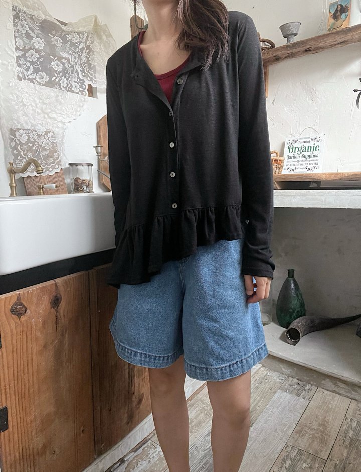 Lagrass - Korean Women Fashion - #momslook - Asym Frill Cardigan - 2