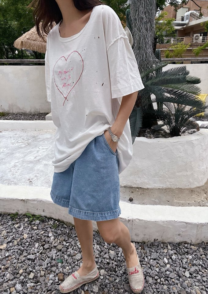 Lagrass - Korean Women Fashion - #momslook - Heart Vintage Tee - 7
