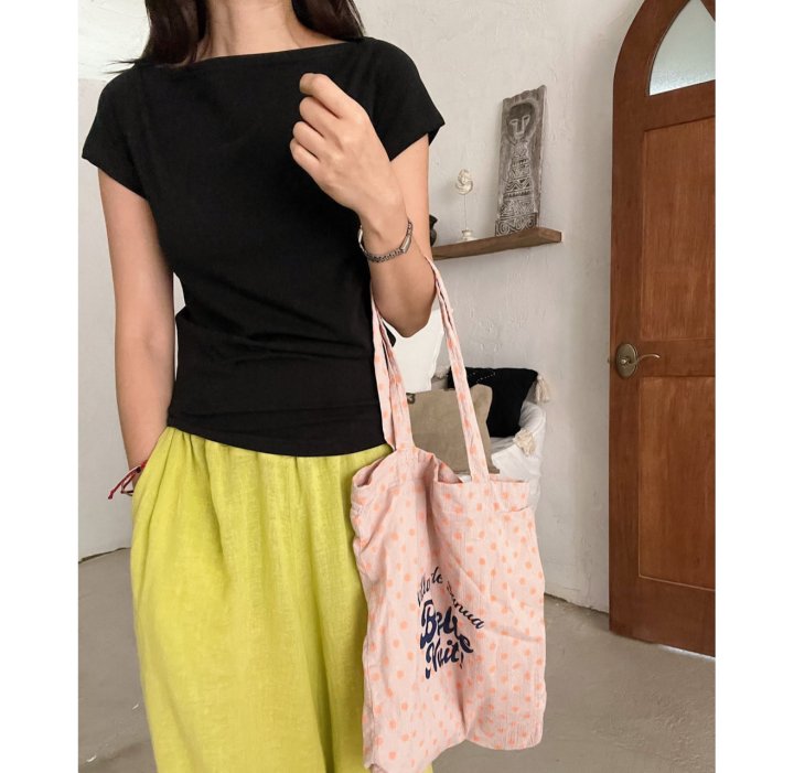 Lagrass - Korean Women Fashion - #momslook - Boat-neck Tee