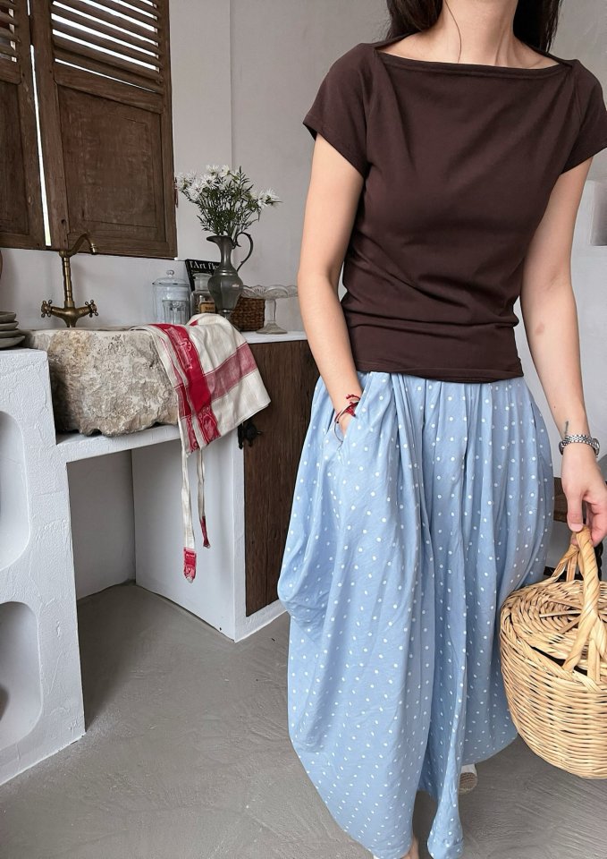 Lagrass - Korean Women Fashion - #momslook - Boat-neck Tee - 5