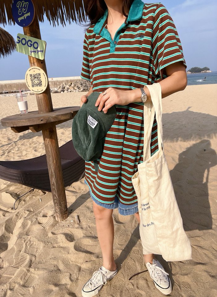 Lagrass - Korean Women Fashion - #restrostyle - Terry Collar Long Tee - 2