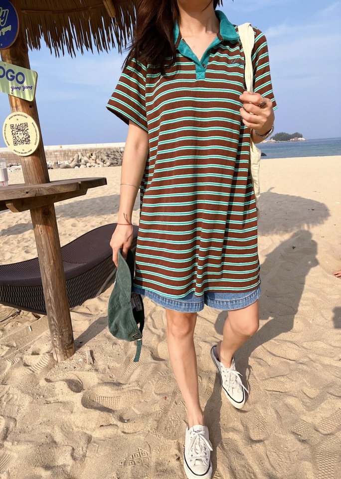 Lagrass - Korean Women Fashion - #thatsdarling - Terry Collar Long Tee - 5