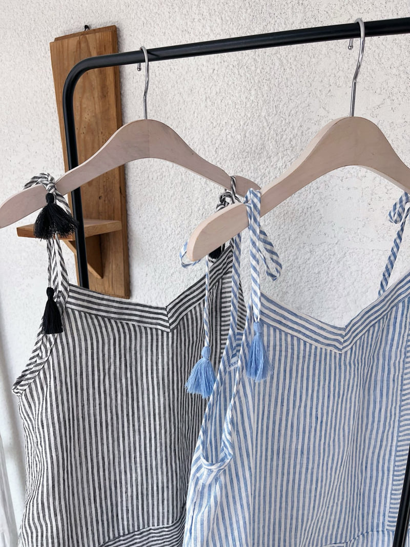 Lagrass - Korean Women Fashion - #thatsdarling - Tassel Stripe One-piece - 7