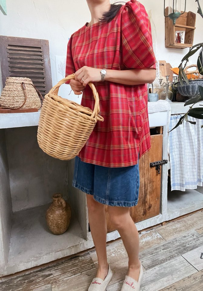 Lagrass - Korean Women Fashion - #womensfashion - Check Puff Blouse - 11