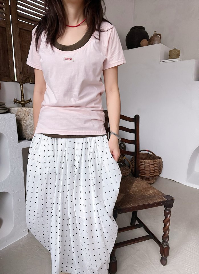 Lagrass - Korean Women Fashion - #womensfashion - U-neck Tee - 11