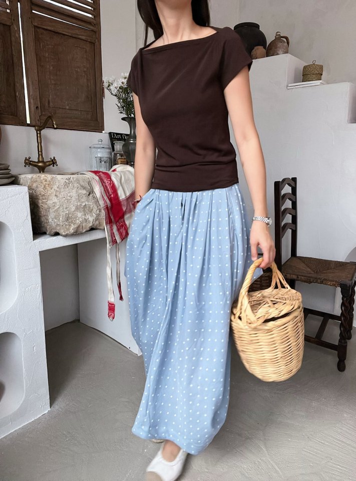 Lagrass - Korean Women Fashion - #momslook - Boat-neck Tee - 4