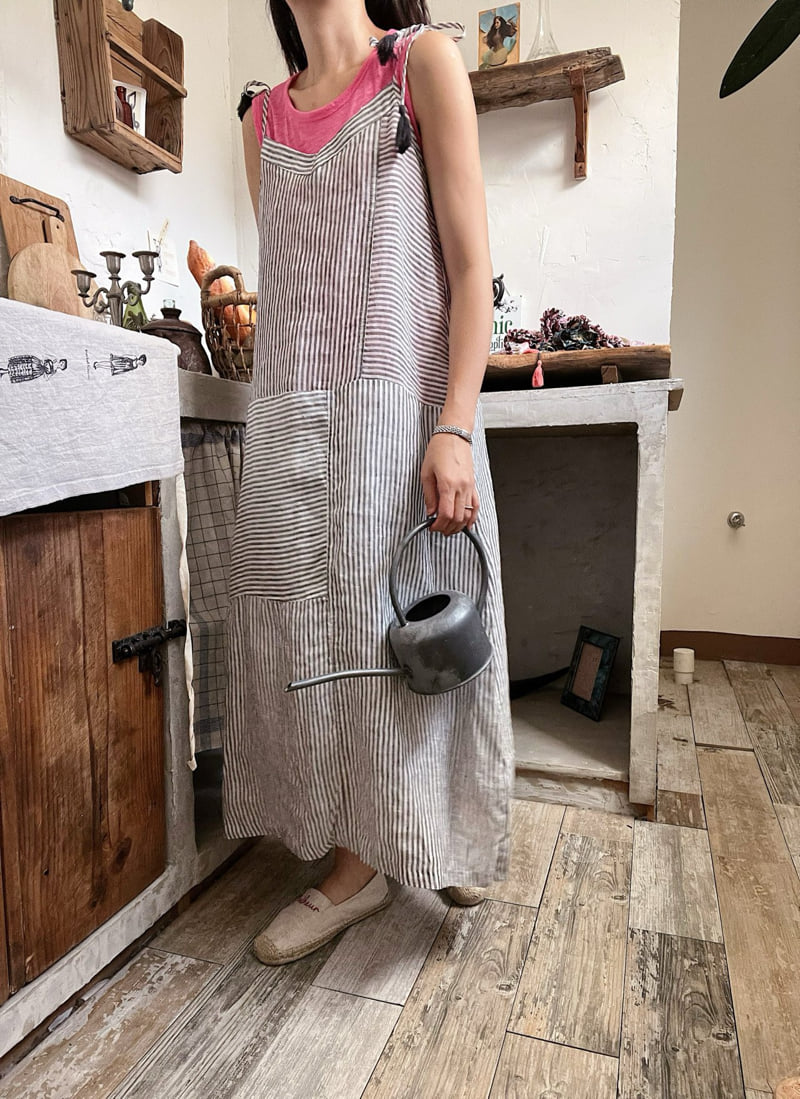 Lagrass - Korean Women Fashion - #womensfashion - Tassel Stripe One-piece - 12