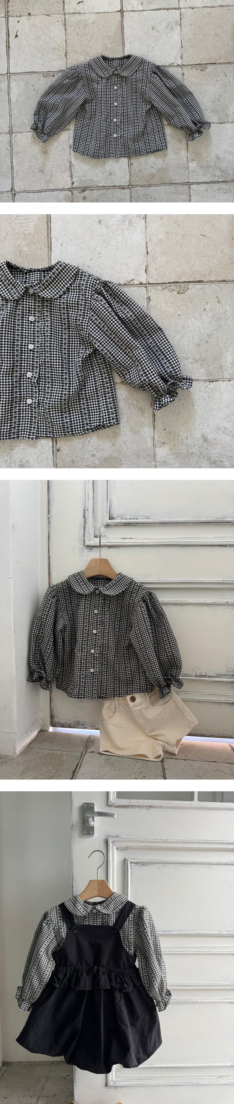 Le petitmot - Korean Baby Fashion - #babyboutique - Check Flower Blouse
