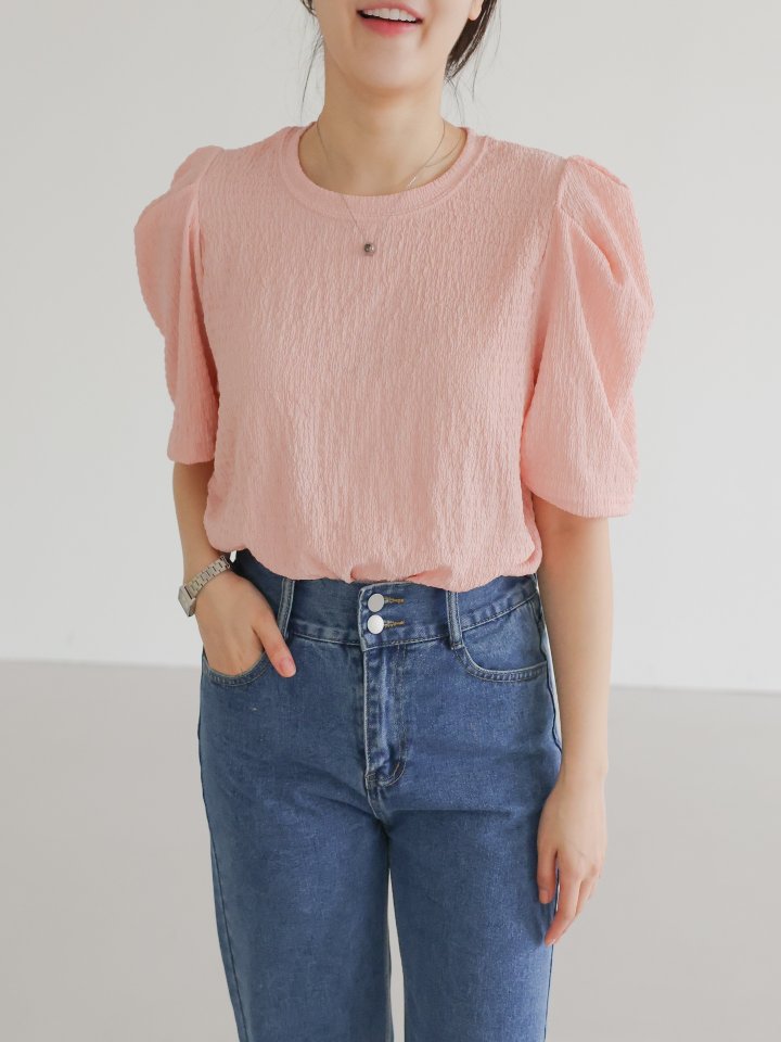 Lovely - Korean Women Fashion - #momslook - Sleek Puff Tee - 5