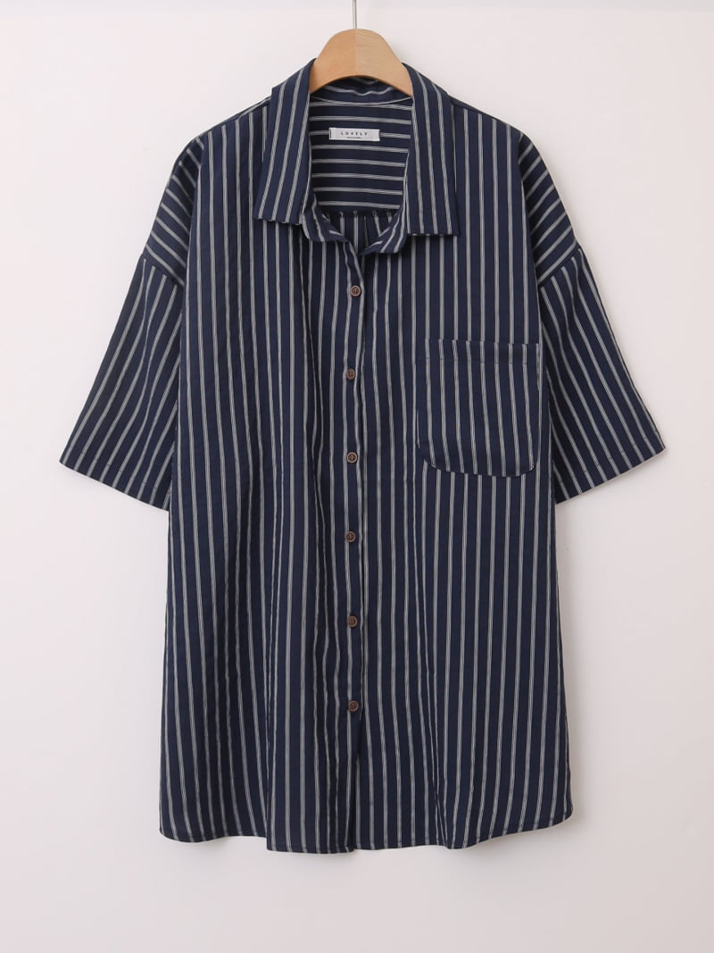 Lovely - Korean Women Fashion - #momslook - Clean Stripe Shirt - 2