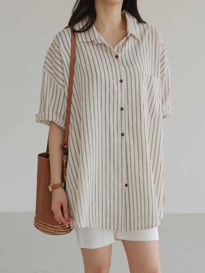Lovely - Korean Women Fashion - #romanticstyle - Clean Stripe Shirt - 9