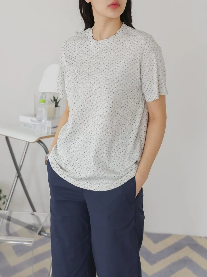 Lovely - Korean Women Fashion - #romanticstyle - Pincote Flower Tee - 8