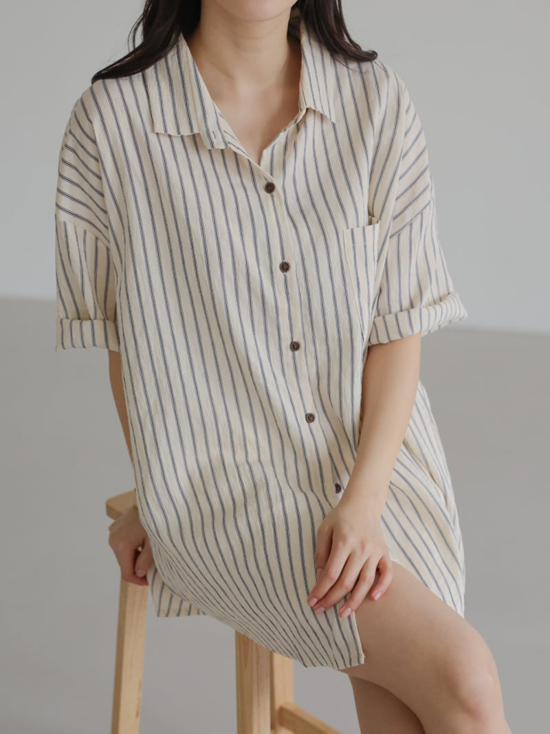 Lovely - Korean Women Fashion - #momslook - Clean Stripe Shirt - 4