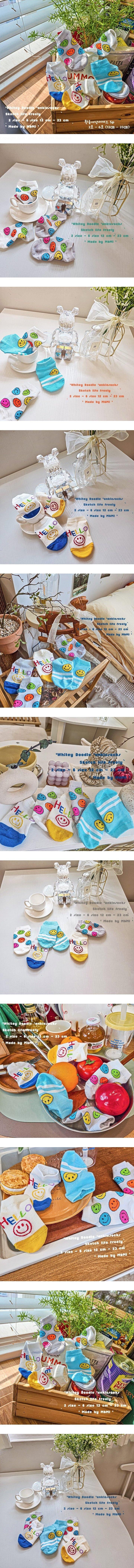 M & Mi - Korean Baby Fashion - #babygirlfashion - White Doodle Socks