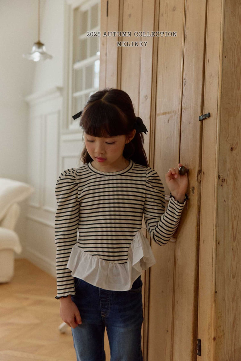 Melikey - Korean Children Fashion - #childrensboutique - Coco Diagonal Frill Tee - 7