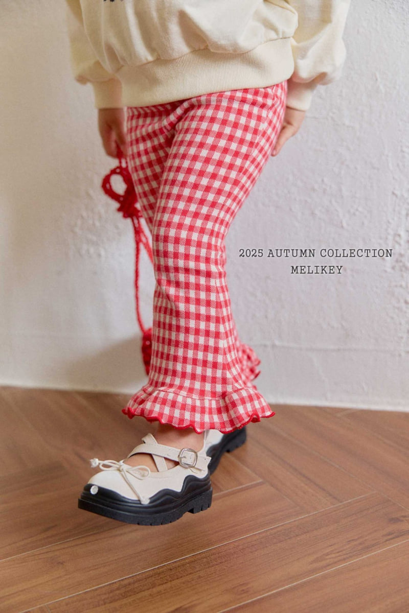 Melikey - Korean Children Fashion - #childrensboutique - Mini Check Frill Bootcut Pants - 5