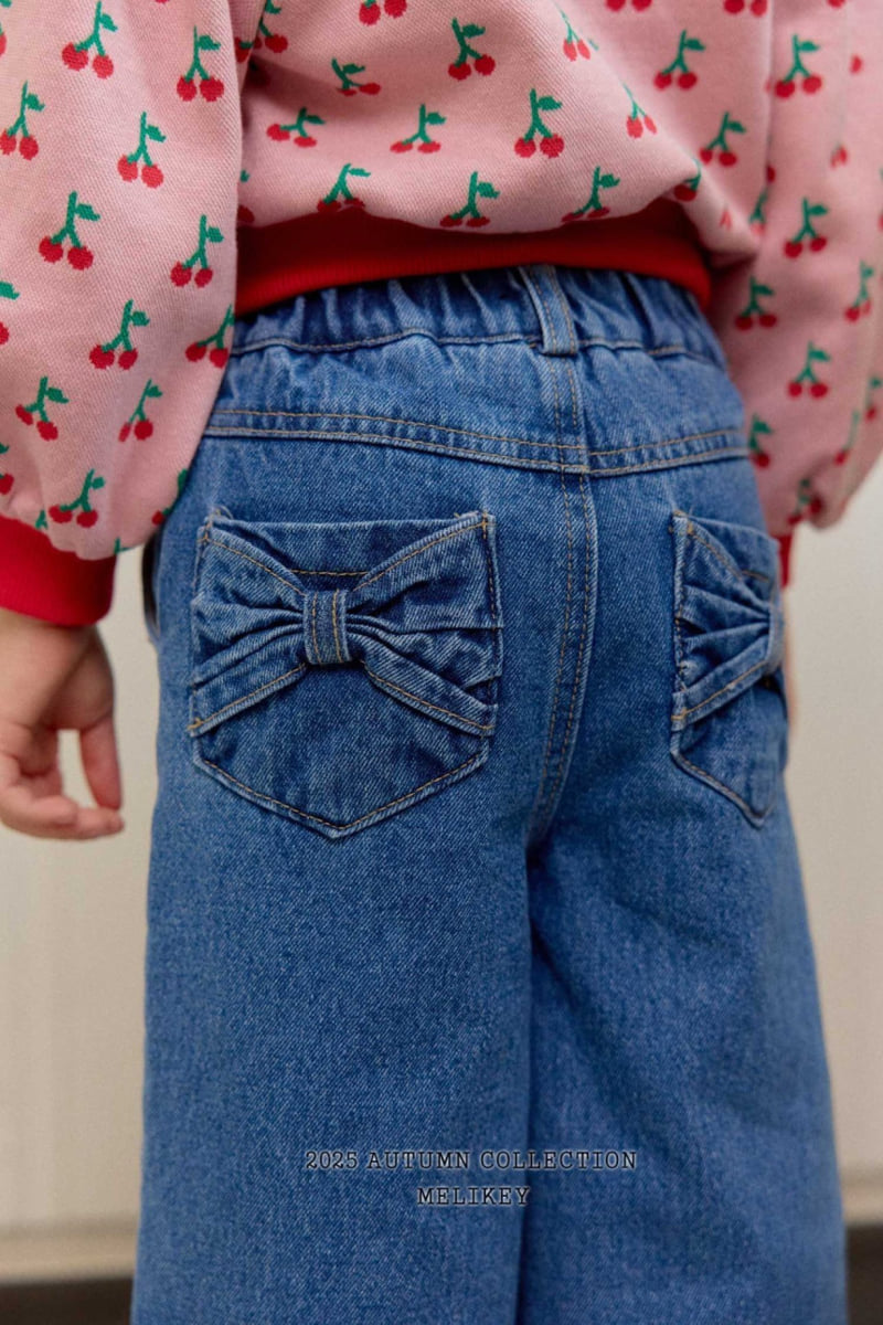 Melikey - Korean Children Fashion - #fashionkids - Two Ribbon Denim Pants - 6