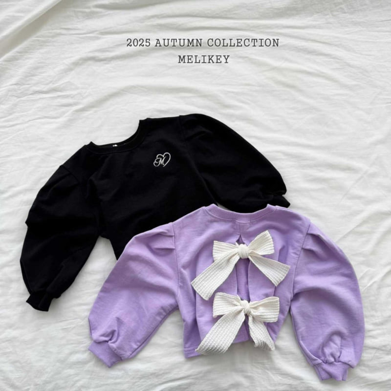 Melikey - Korean Children Fashion - #fashionkids - Back Open Ribbon Sweatshirt - 2