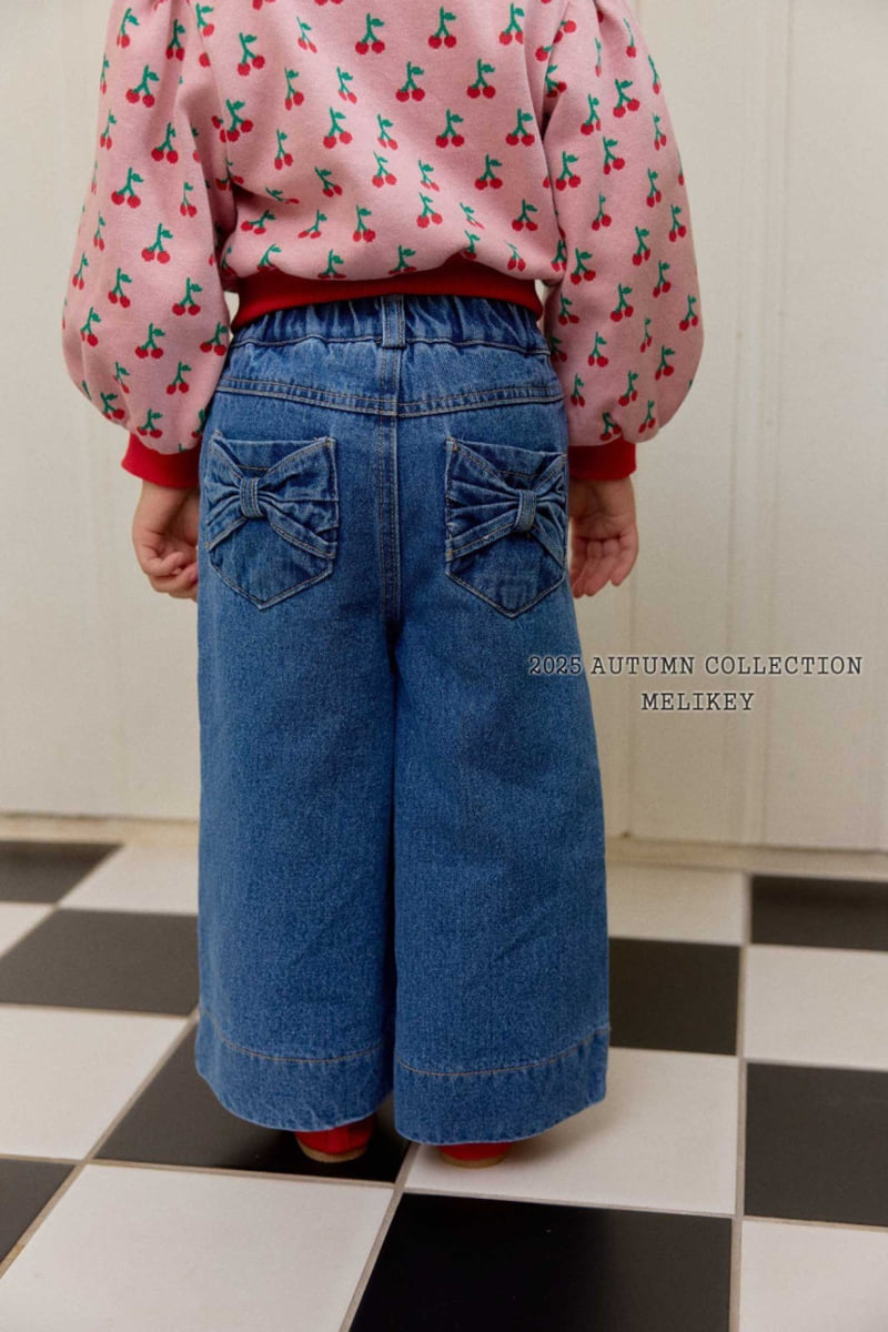 Melikey - Korean Children Fashion - #kidsshorts - Two Ribbon Denim Pants - 7