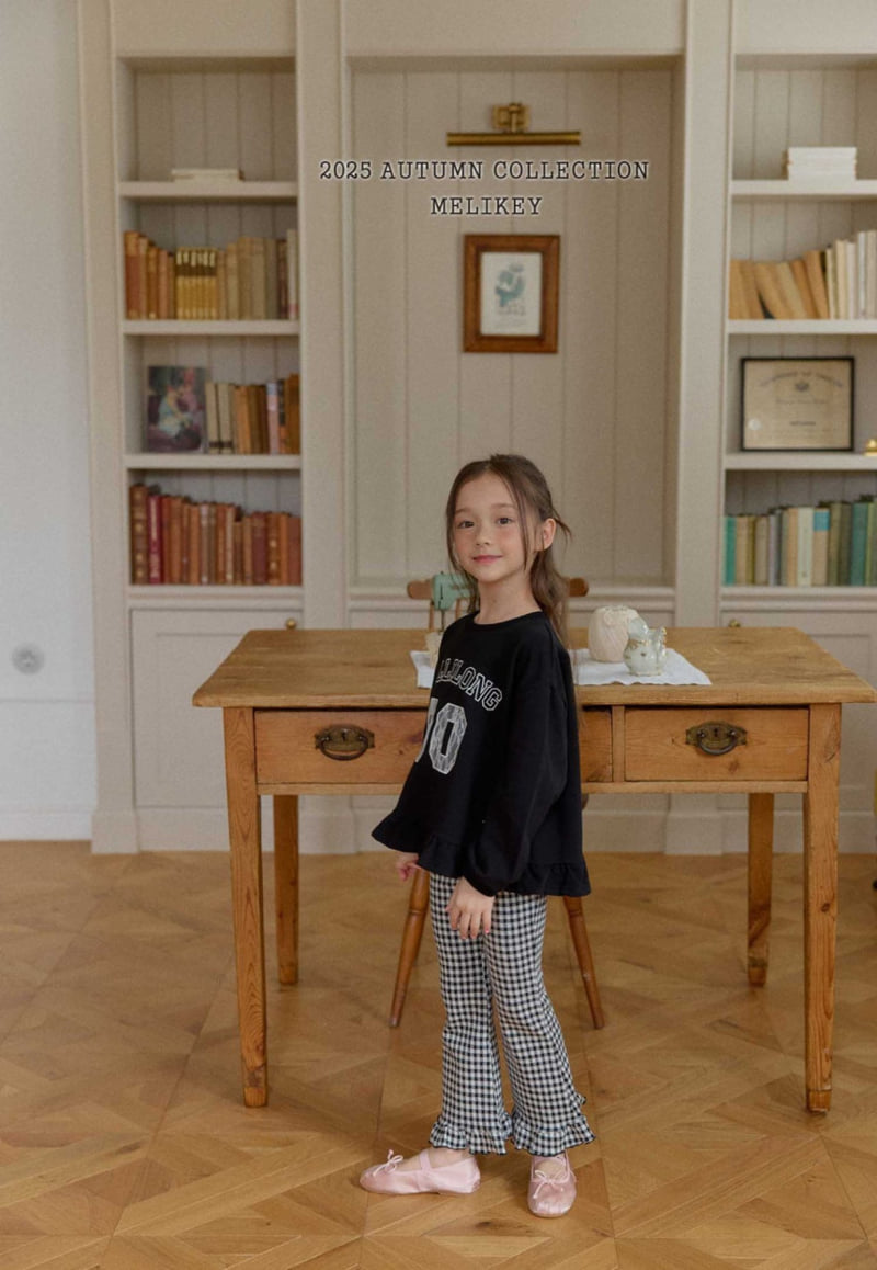 Melikey - Korean Children Fashion - #kidsstore - Mini Check Frill Bootcut Pants - 10