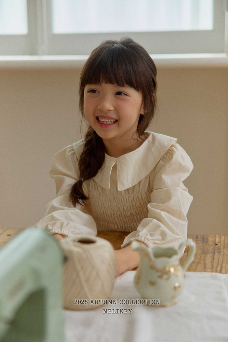 Melikey - Korean Children Fashion - #kidsstore - Smoked Collar Blouse - 5