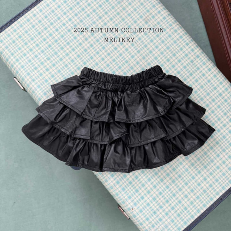 Melikey - Korean Children Fashion - #kidsstore - Tiered Leather Skirt - 2