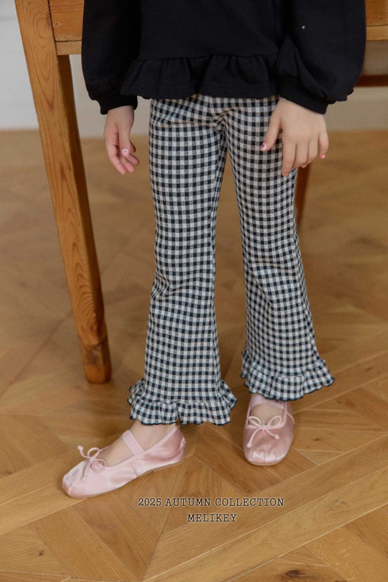 Melikey - Korean Children Fashion - #kidzfashiontrend - Mini Check Frill Bootcut Pants - 11