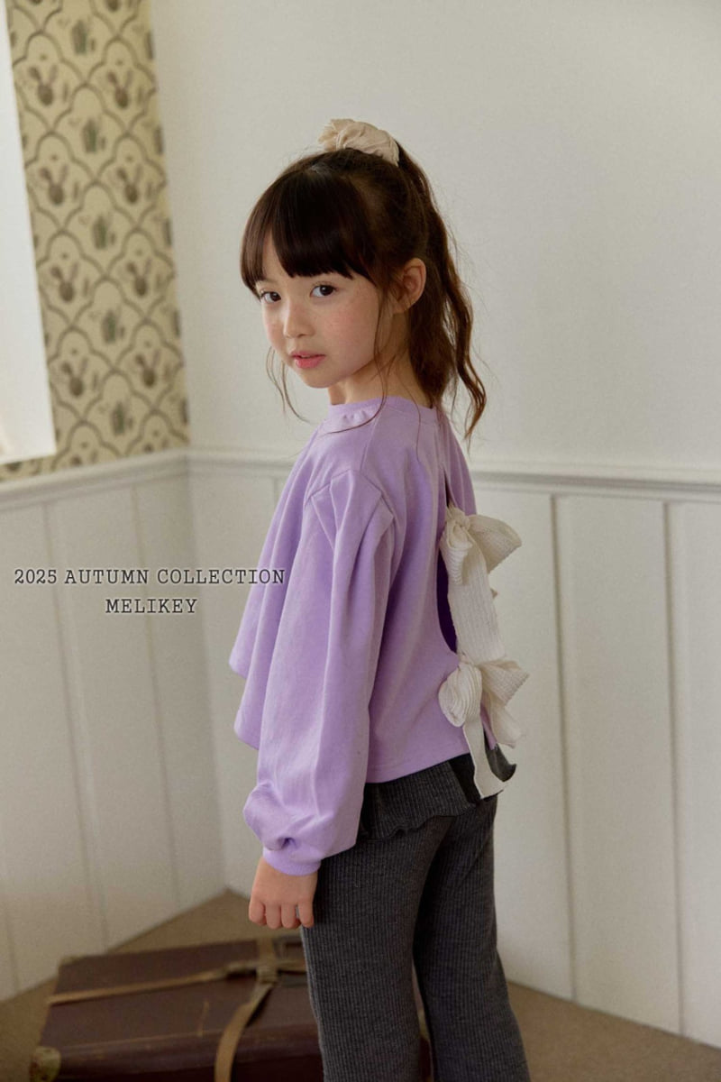 Melikey - Korean Children Fashion - #minifashionista - Back Open Ribbon Sweatshirt - 9