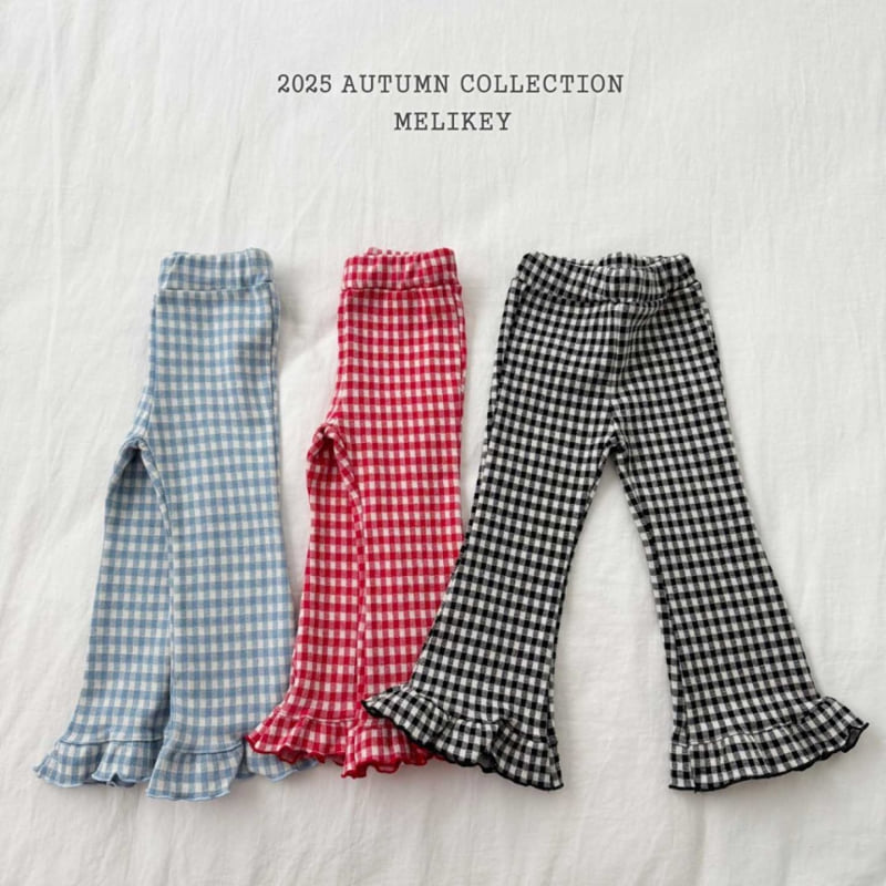 Melikey - Korean Children Fashion - #stylishchildhood - Mini Check Frill Bootcut Pants - 3