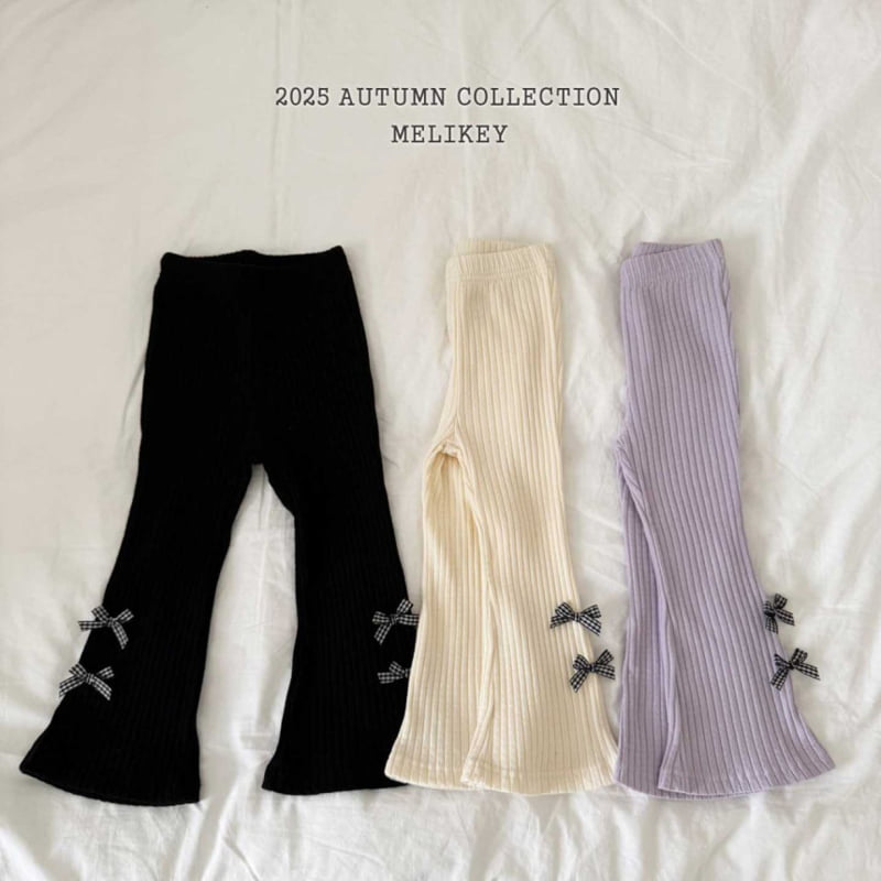 Melikey - Korean Children Fashion - #todddlerfashion - Popo Ribbon Bootcut Pants - 2