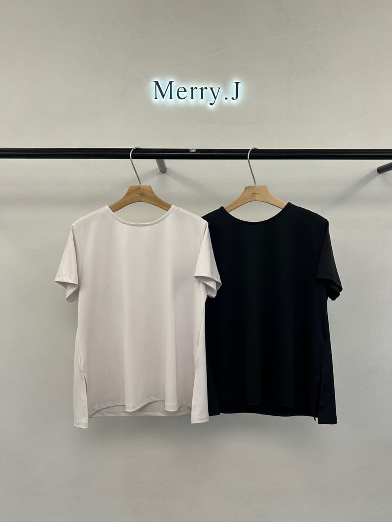 Merry J - Korean Women Fashion - #vintageinspired - Aero Side-Slit Tee - 5