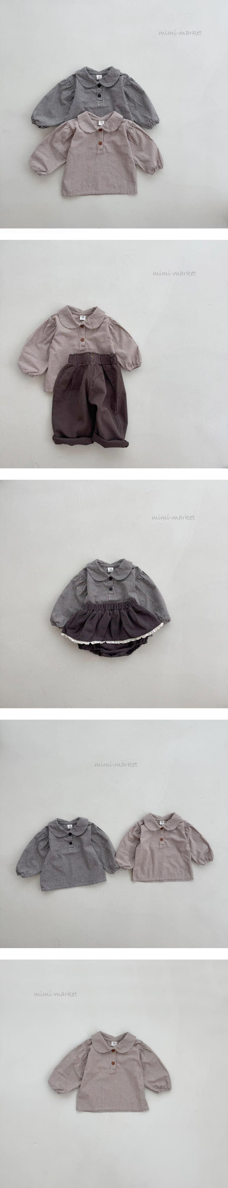 Mimi Market - Korean Baby Fashion - #babyclothing - Short Check Blouse