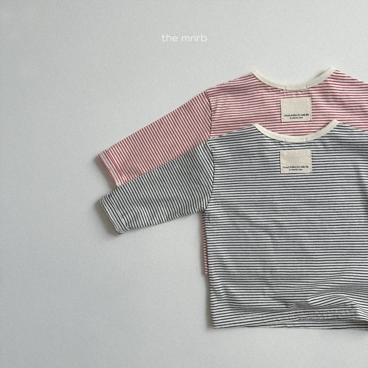 Mini Robe - Korean Baby Fashion - #babyfever - Cocoa Stripe Tee - 7