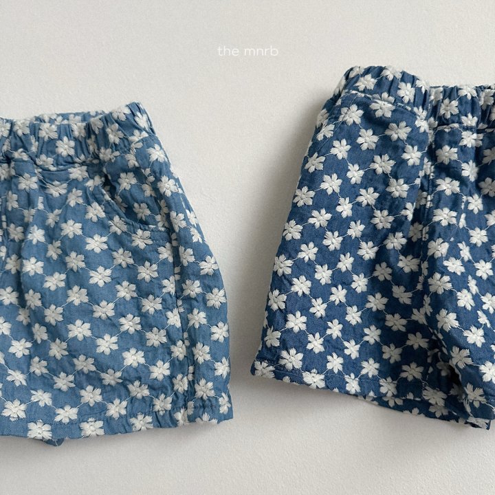 Mini Robe - Korean Baby Fashion - #babyoutfit - Flower Denim Shorts - 3
