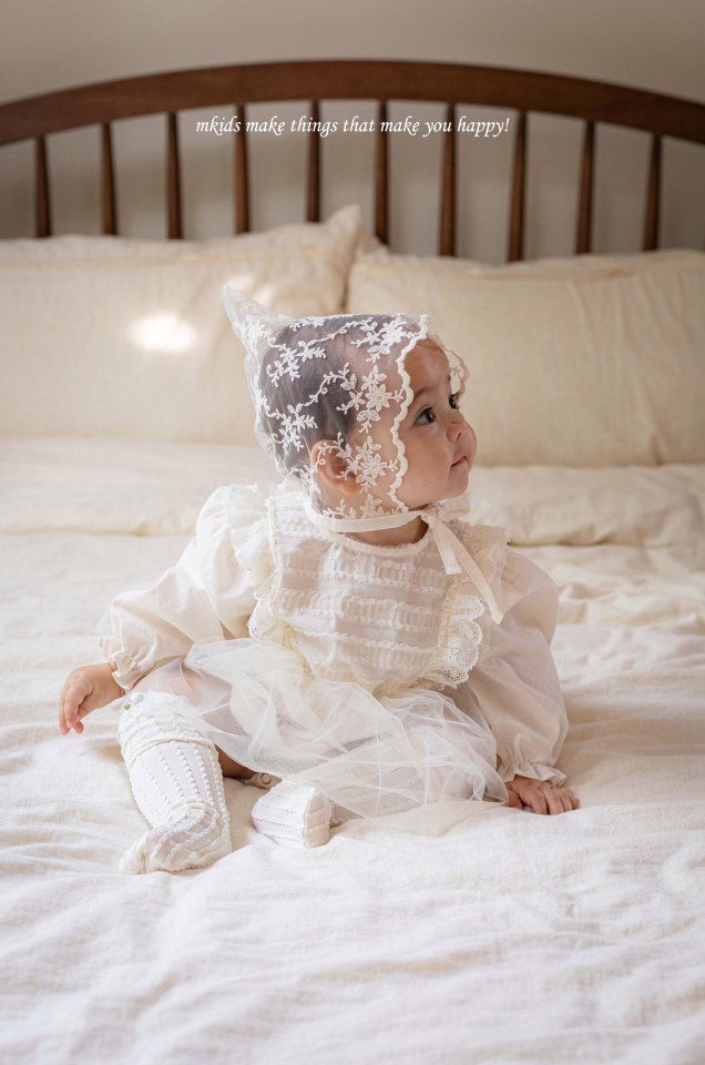 Mkids - Korean Baby Fashion - #babyfashion - Chocolat Lace Bonnet - 7